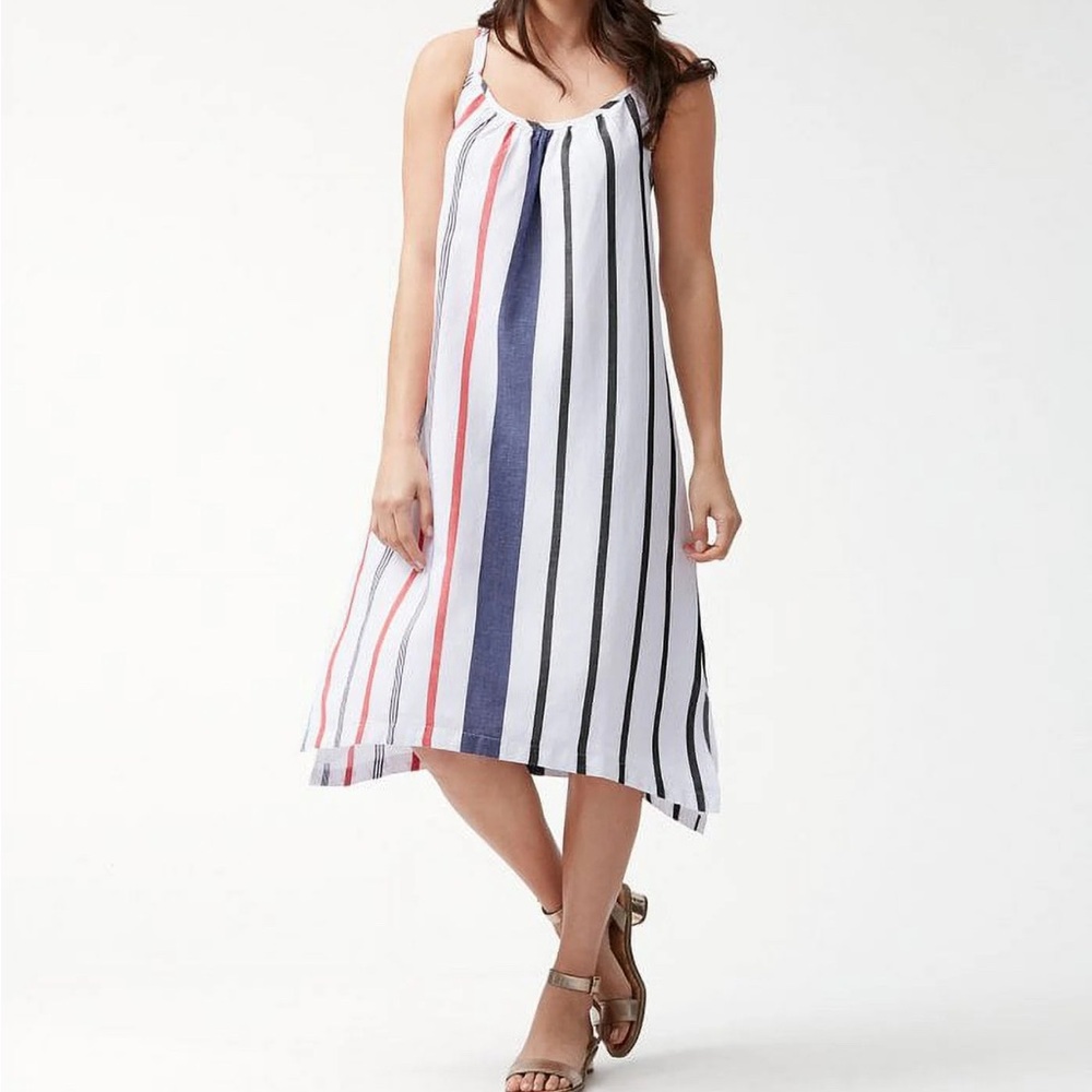 Tommy Bahama AMALIA Red White Blue Stripe LINEN Sundress Size  XS Comfort
